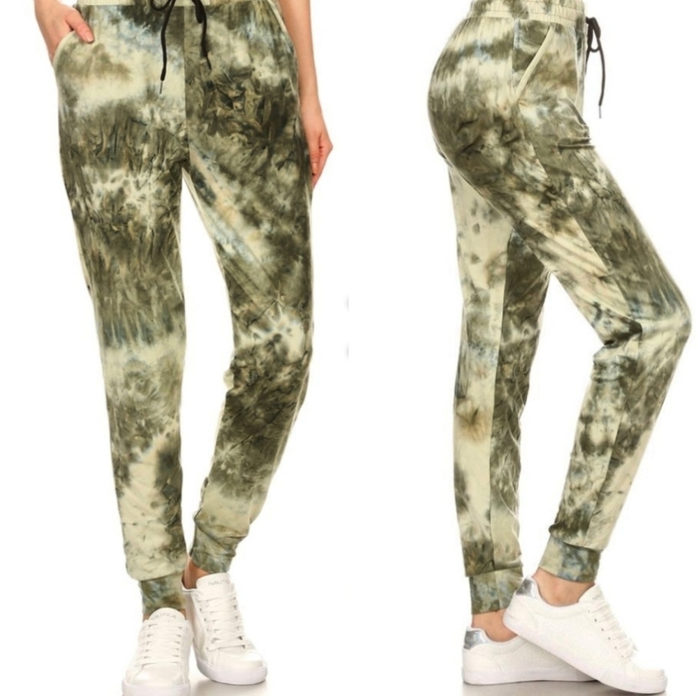 Green tye dye joggers / leggings